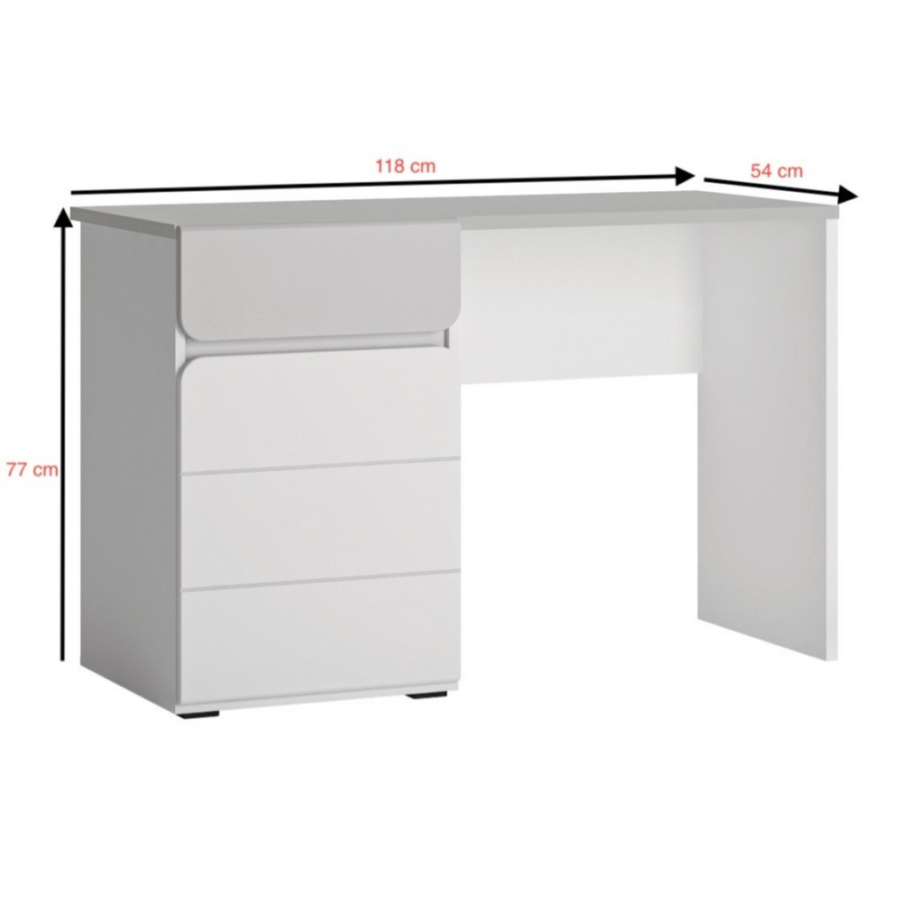 ALBI - Youth Bedroom Furniture Set - White Matt / Cool Grey Gloss