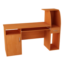 ROBIN - Computer Desk with 1 Drawer and 1 Door and Keyboard Tray - Alder H112cm W150cm D50cm