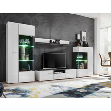 Wall Unit SOLIDO II - Living Room Furniture Set - Norwegian Pine / White Gloss