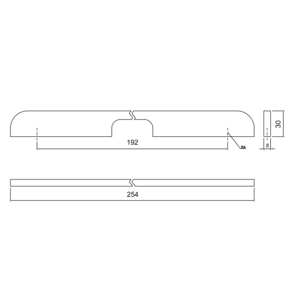 Furniture Handle 192mm U084 - Chrome