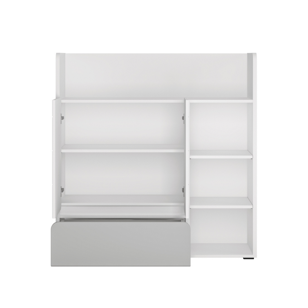 ALBI - Youth Bedroom Furniture Set - White Matt / Cool Grey Gloss
