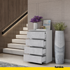GABRIEL - Chest of 4 Drawers - Bedroom Dresser Storage Cabinet Sideboard - White Matt / Concrete H92cm W60cm D33cm