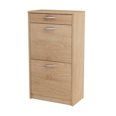 JULIA - Shoe Cabinet with 1 Drawer and 2 Tier Storage - Sonoma Oak H92cm W50cm D28cm