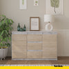 MIKEL - Chest of 3 Drawers and 2 Doors - Bedroom Dresser Storage Cabinet Sideboard - Concrete / Sonoma Oak H75cm W120cm D35cm