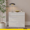 MIKEL - Chest of 3 Drawers and 1 Door - Bedroom Dresser Storage Cabinet Sideboard - White Matt / White Gloss H75cm W80cm D35cm