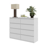 GABRIEL - Chest of 8 Drawers - Bedroom Dresser Storage Cabinet Sideboard - White Matt H92cm W120cm D33cm