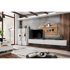 CARLO II - Living Room Furniture Set - White Matt / Wotan Oak