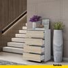 GABRIEL - Chest of 4 Drawers - Bedroom Dresser Storage Cabinet Sideboard - White Matt / Sonoma Oak H92cm W60cm D33cm