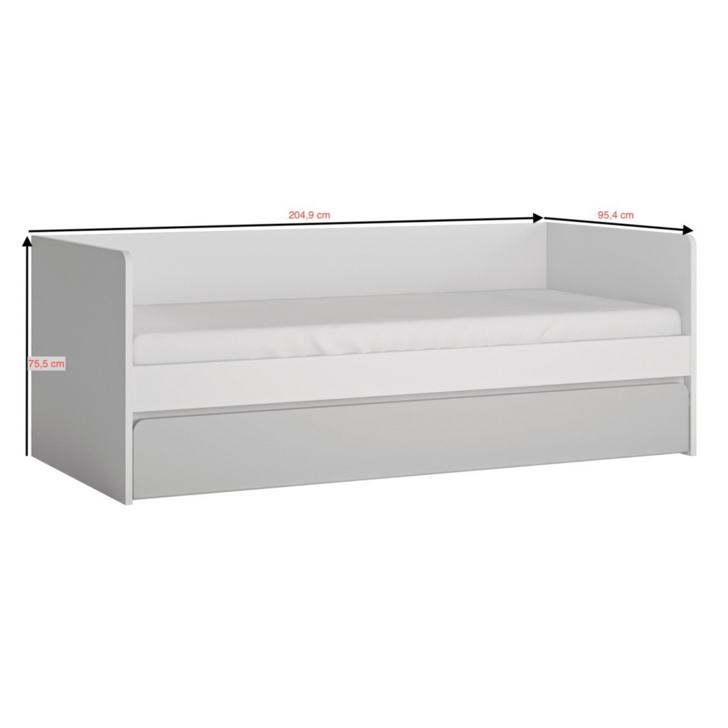 ALBI - Youth Bedroom Furniture Set - White Matt / Cool Grey Gloss