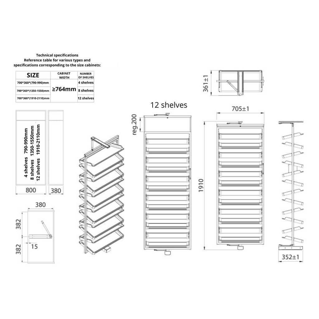 Rotary Shoe Basket (12 shelves) - White