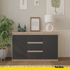 MIKEL - Chest of 3 Drawers and 2 Doors - Bedroom Dresser Storage Cabinet Sideboard - Sonoma Oak / Anthracite H75cm W120cm D35cm