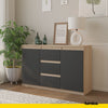 MIKEL - Chest of 3 Drawers and 2 Doors - Bedroom Dresser Storage Cabinet Sideboard - Sonoma Oak / Anthracite H75cm W120cm D35cm