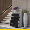 GABRIEL - Chest of 4 Drawers - Bedroom Dresser Storage Cabinet Sideboard - Concrete / Black Gloss H92cm W60cm D33cm