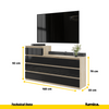 GABRIEL - Chest of 10 Drawers (6+4) - Bedroom Dresser Storage Cabinet Sideboard - Sonoma Oak / Black Gloss H92/70cm W160cm D33cm