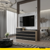 GABRIEL - Chest of 10 Drawers (6+4) - Bedroom Dresser Storage Cabinet Sideboard - Sonoma Oak / Black Gloss H92/70cm W160cm D33cm