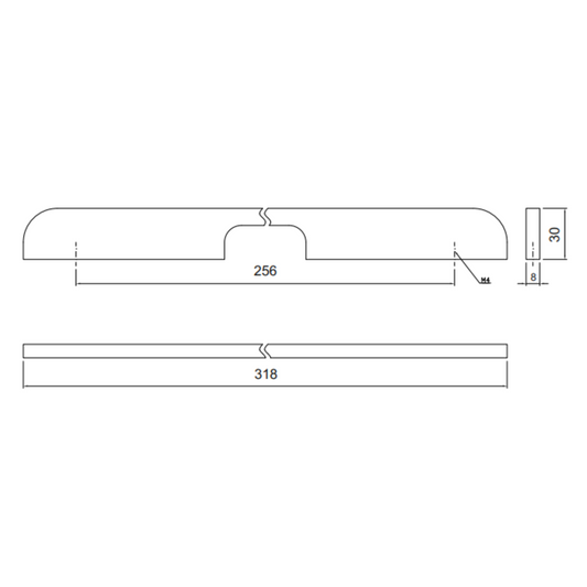 Furniture Handle 256mm U084 - Chrome