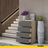 GABRIEL - Chest of 4 Drawers - Bedroom Dresser Storage Cabinet Sideboard - Sonoma Oak / Anthracite H92cm W60cm D33cm