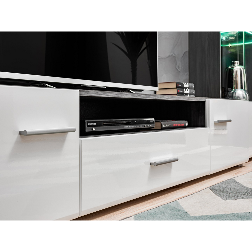 Wall Unit SOLIDO TWIN - Living Room Furniture Set - Norwegian Pine / White Gloss