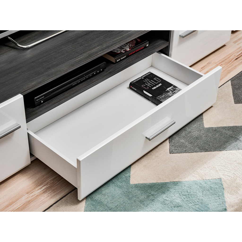 Wall Unit SOLIDO TWIN - Living Room Furniture Set - Norwegian Pine / White Gloss