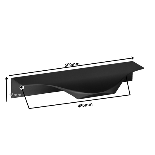 Edge Grip Round Profile Handle 480mm (500mm total length) - Black Matt