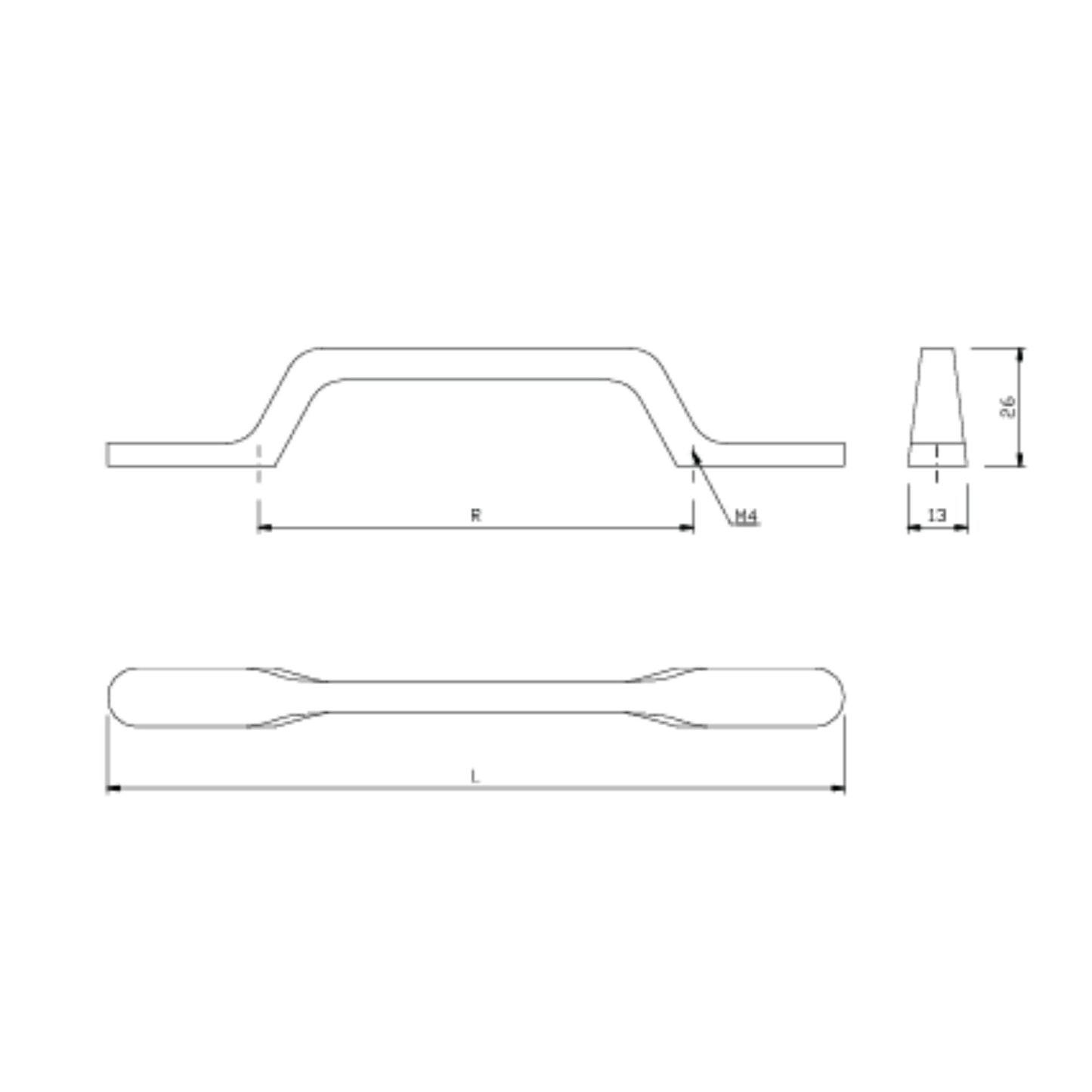 Furniture Handle 128mm U098 - Gold