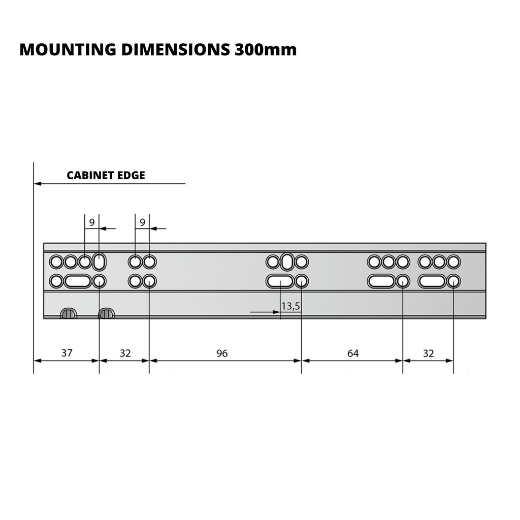 Soft-Close Concealed Undermount Drawer Runners, Full Extension - 300mm