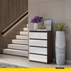 GABRIEL - Chest of 4 Drawers - Bedroom Dresser Storage Cabinet Sideboard - Wenge / White Gloss H92cm W60cm D33cm