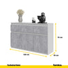 NOAH - Chest of 3 Drawers and 3 Doors - Bedroom Dresser Storage Cabinet Sideboard - White Matt / Concrete H75cm W120cm D35cm