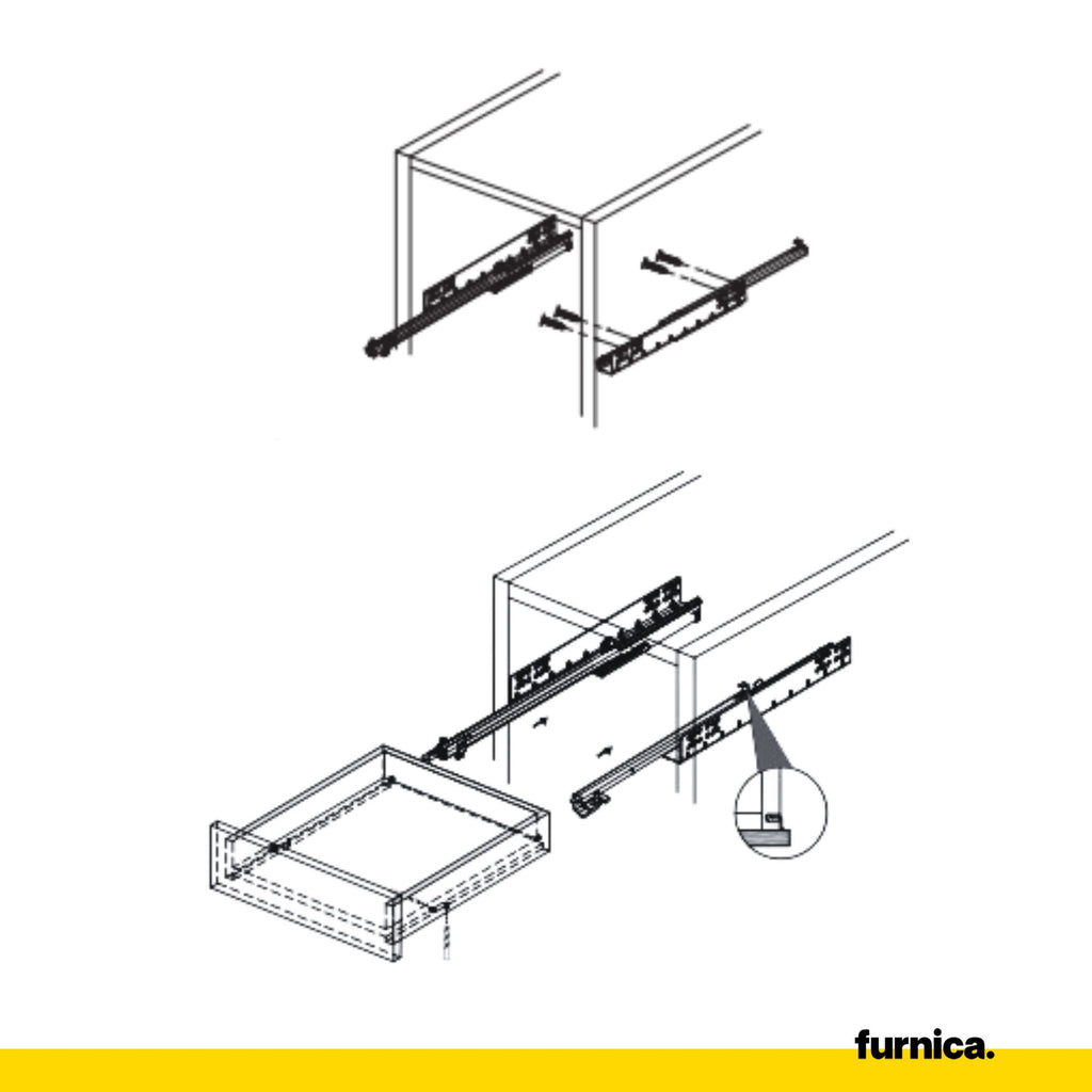 Soft-Close Concealed Undermount Drawer Runners ECO - 450mm