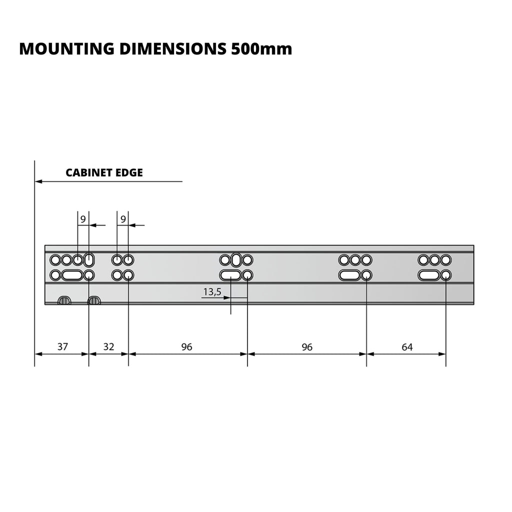 Soft-Close Concealed Undermount Drawer Runners, Full Extension - 500mm