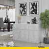 NOAH - Chest of 3 Drawers and 3 Doors - Bedroom Dresser Storage Cabinet Sideboard - White Matt / Concrete H75cm W120cm D35cm