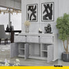 NOAH - Chest of 3 Drawers and 3 Doors - Bedroom Dresser Storage Cabinet Sideboard - White Matt / Concrete H75cm W120cm D35cm
