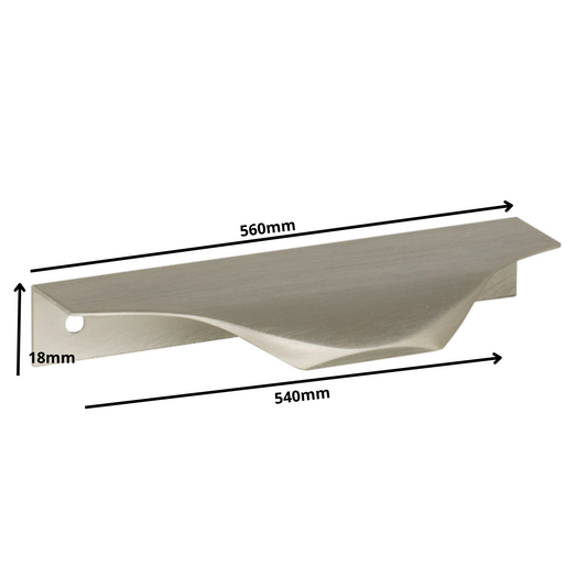 Edge Grip Round Profile Handle 540mm (560mm total length) - Brushed Steel
