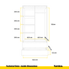 JOELLE - 2 Door Wardrobe With 2 Drawers - White Matt H180cm W90cm D50cm
