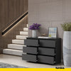 GABRIEL - Chest of 6 Drawers - Bedroom Dresser Storage Cabinet Sideboard - Anthracite H71cm W100cm D33cm