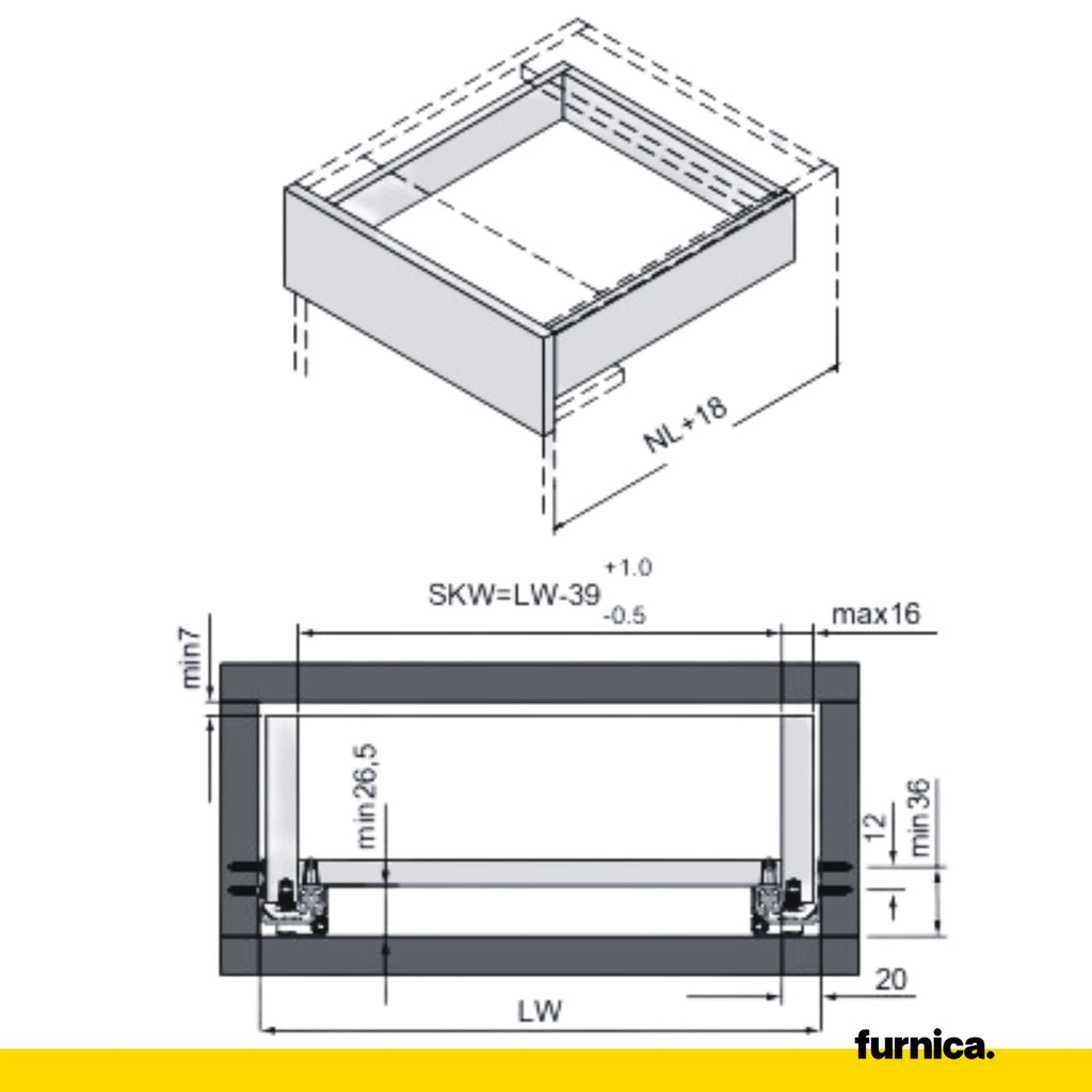 Soft-Close Concealed Undermount Drawer Runners ECO - 450mm