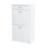 JULIA - Shoe Cabinet with 1 Drawer and 2 Tier Storage - White Matt H92cm W50cm D28cm
