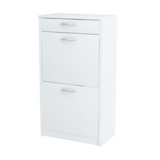 JULIA - Shoe Cabinet with 1 Drawer and 2 Tier Storage - White Matt H92cm W50cm D28cm