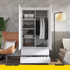 JOELLE - 2 Door Wardrobe With 2 Drawers - White Matt H180cm W90cm D50cm