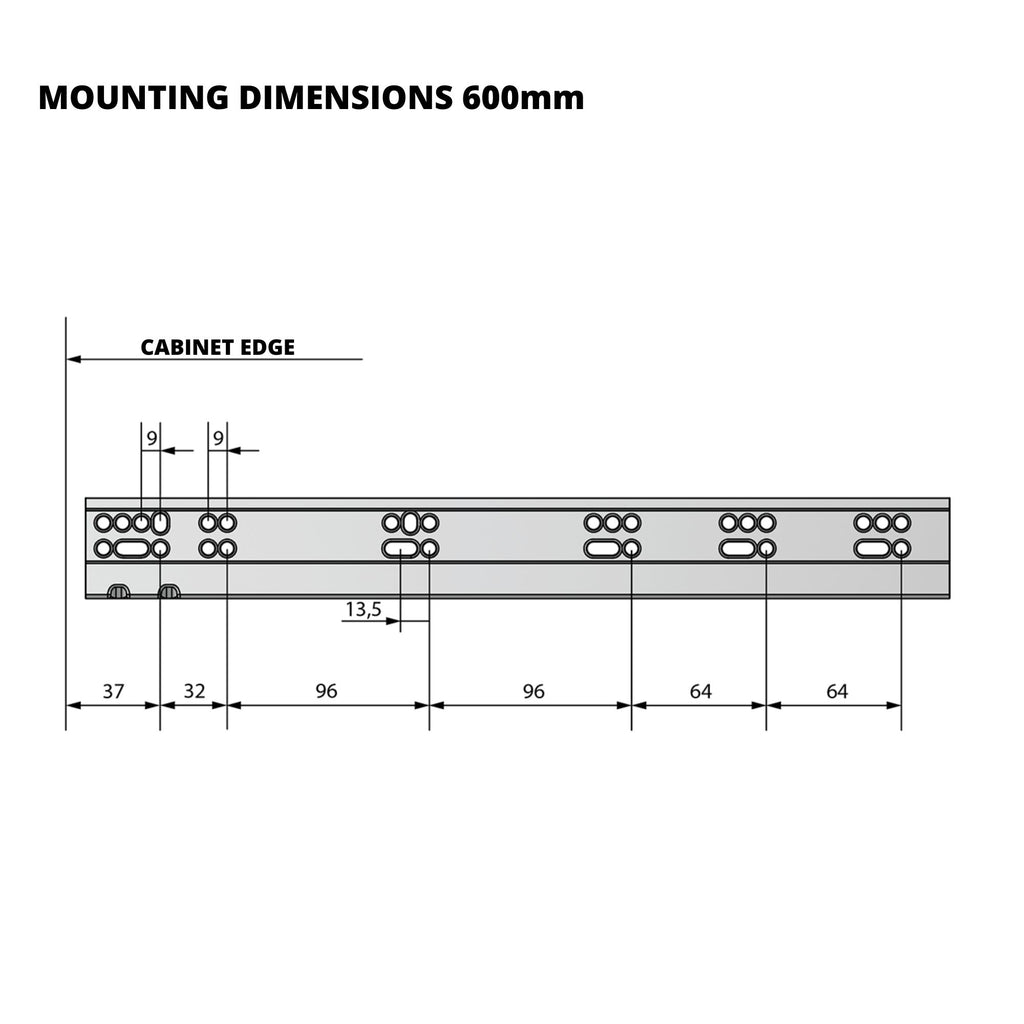 Soft-Close Concealed Undermount Drawer Runners, Full Extension - 600mm