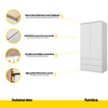 JOELLE - 2 Door Wardrobe With 2 Drawers - White Matt H180cm W90cm D50cm
