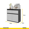 NOAH - Chest of 2 Drawers and 2 Doors - Bedroom Dresser Storage Cabinet Sideboard - Anthracite / White Matt H75cm W80cm D35cm