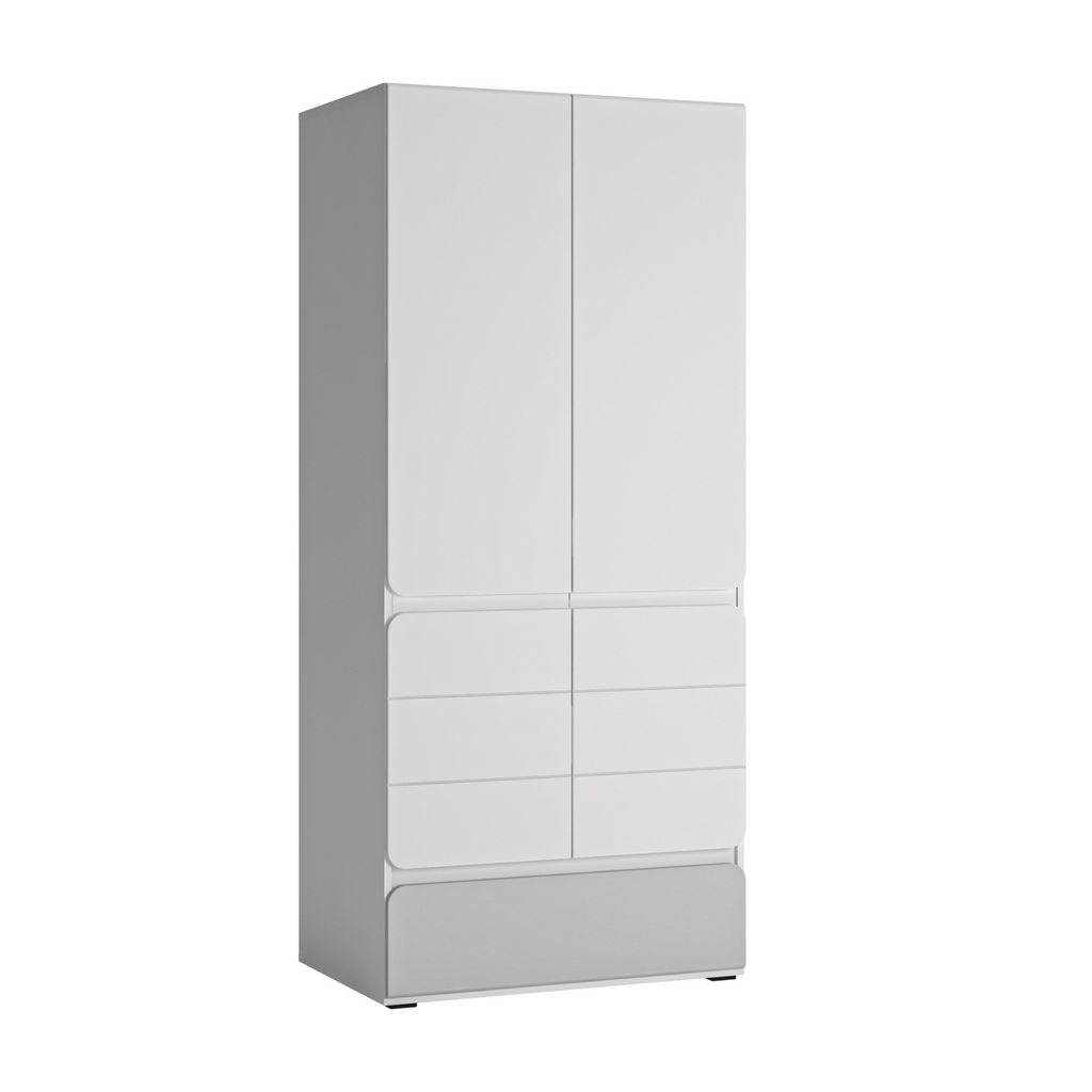 ALBI II - Youth Bedroom Furniture Set - White Matt / Cool Grey Gloss