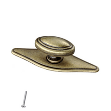 Vintage Cabinet Knob - Oval - 25mm - Antique Brass