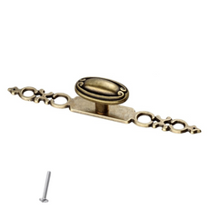 Vintage Cabinet Knob - Oval - 22mm - Antique Brass