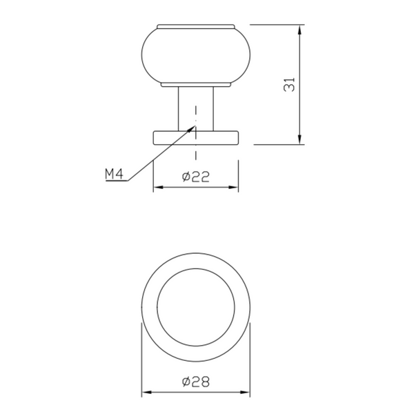 Vintage Knob Ø28mm Black Furnica