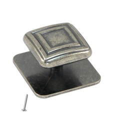 Vintage Cabinet Knob - 35mm x 35mm - Antique Silver