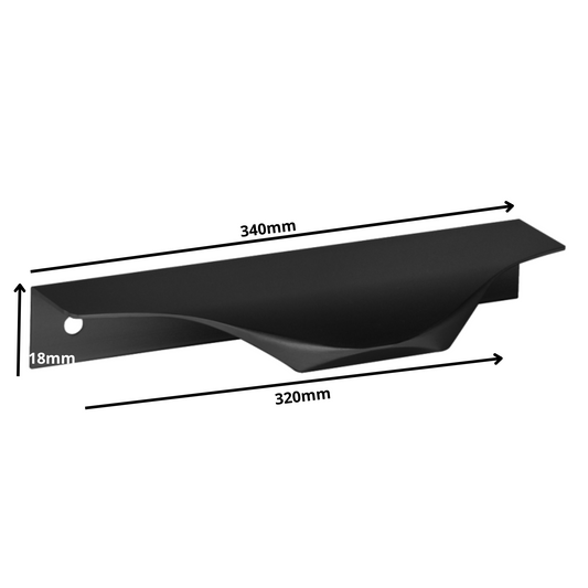 Edge Grip Round Profile Handle 320mm (340mm total length) - Black Matt
