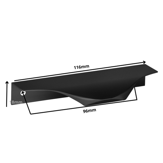 Edge Grip Round Profile Handle 96mm (116mm total length) - Black Matt