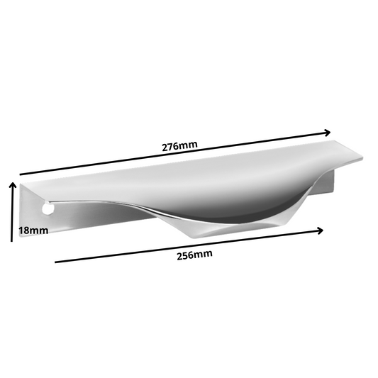 Edge Grip Round Profile Handle 256mm (276mm total length) - Aluminium